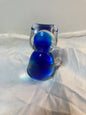 Vintage Blue Art Glass Cat Figurine With Curled Tail 3” Cat Lover Gift