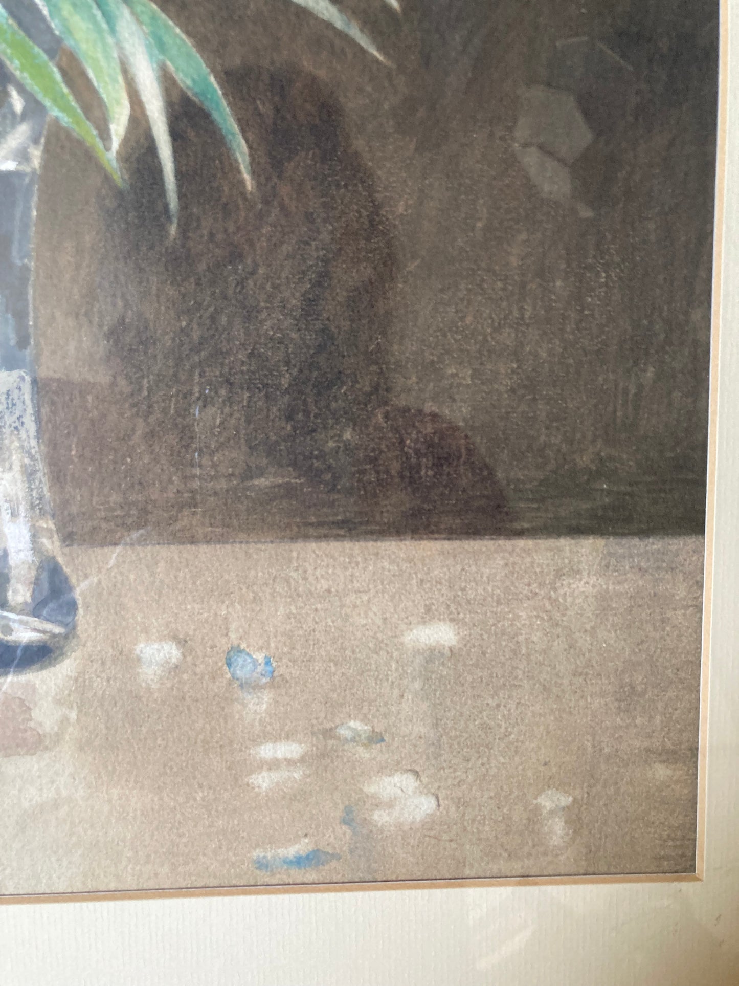 Vintage Floral Still Life Watercolour Painting Framed Blue White Signed Arthur Sherwood Edwards