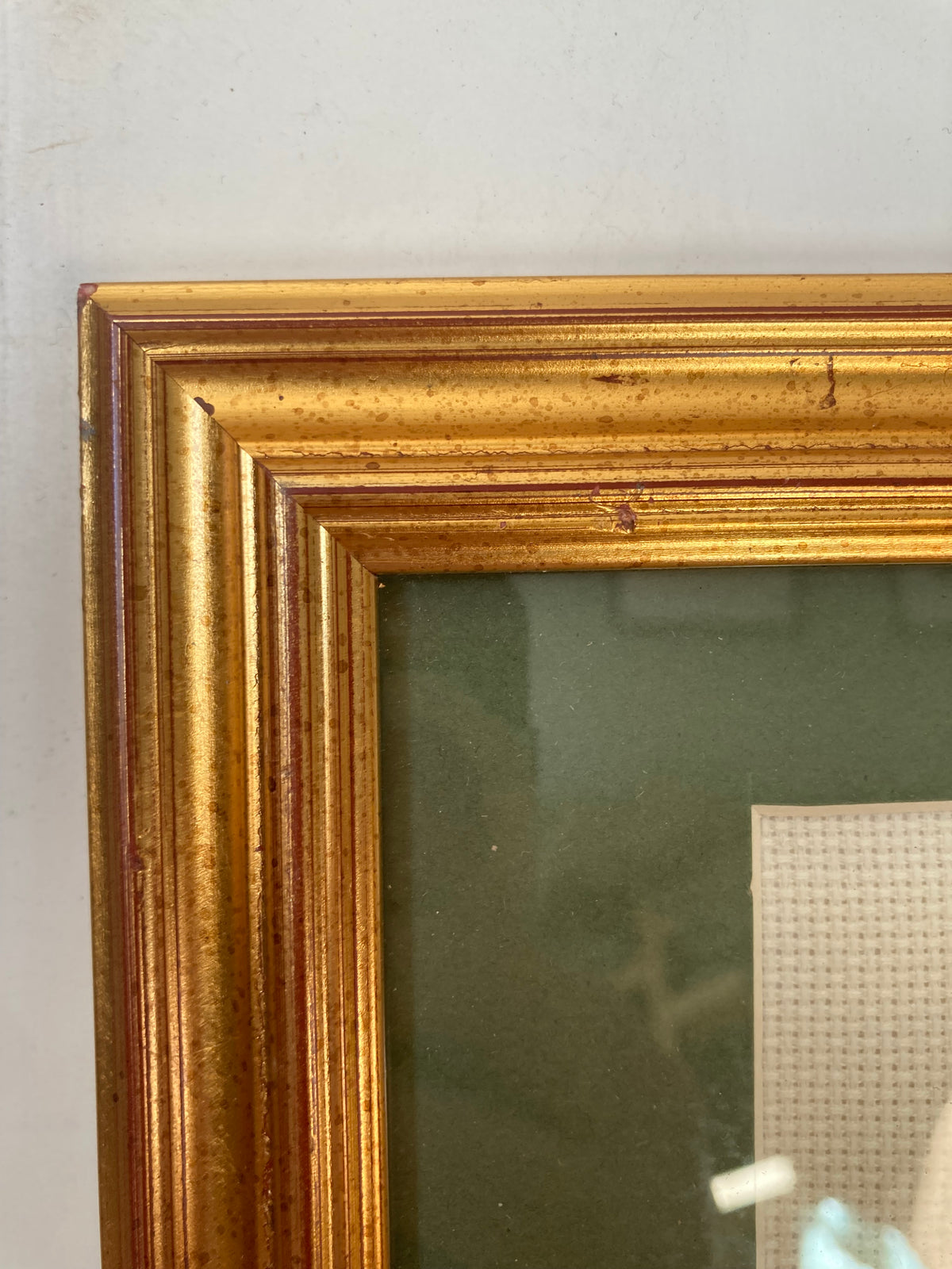 Red Poppy Needlepoint, Gold Frame