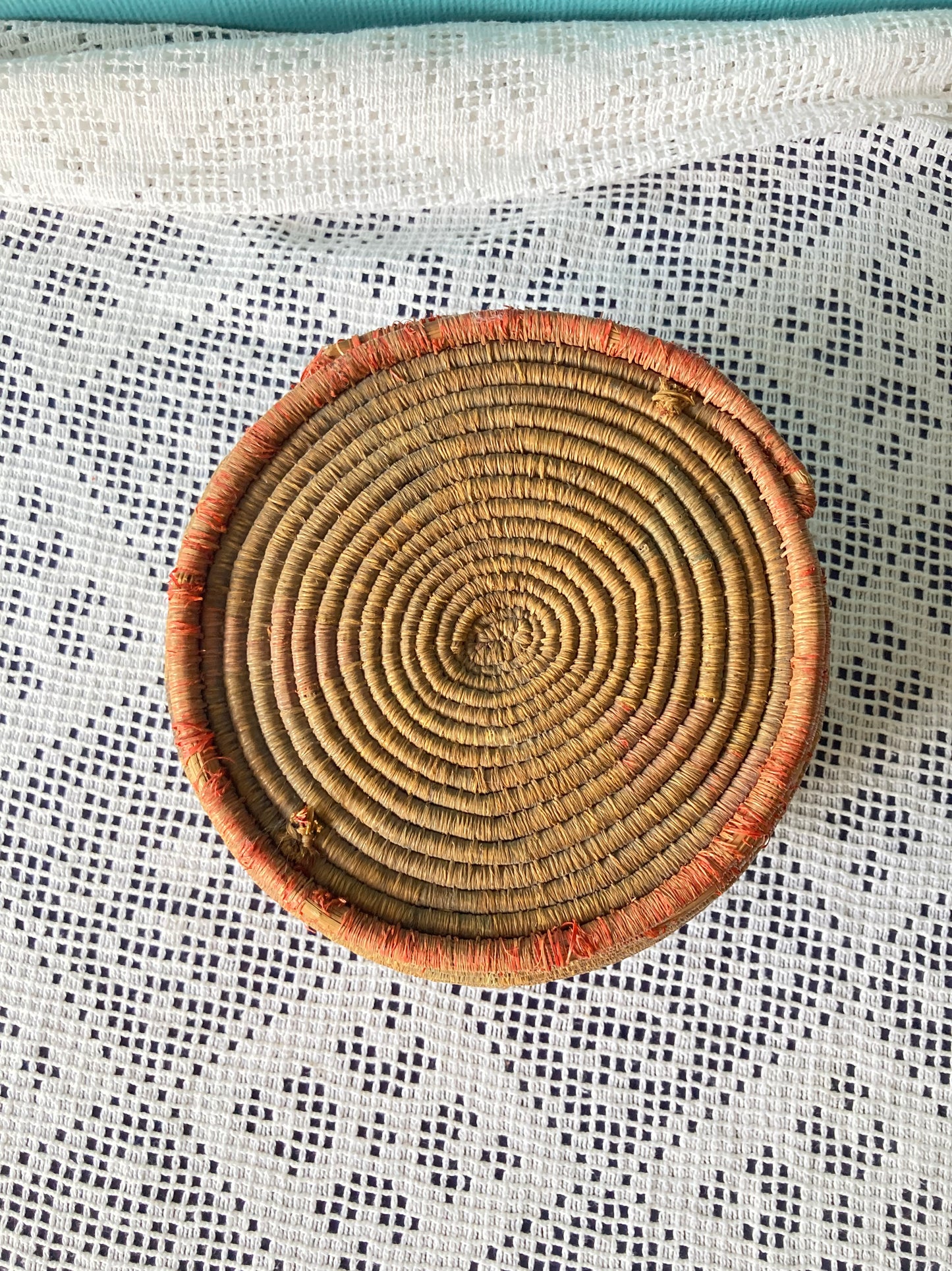 Vintage Hand Woven Native American Lidded Basket
