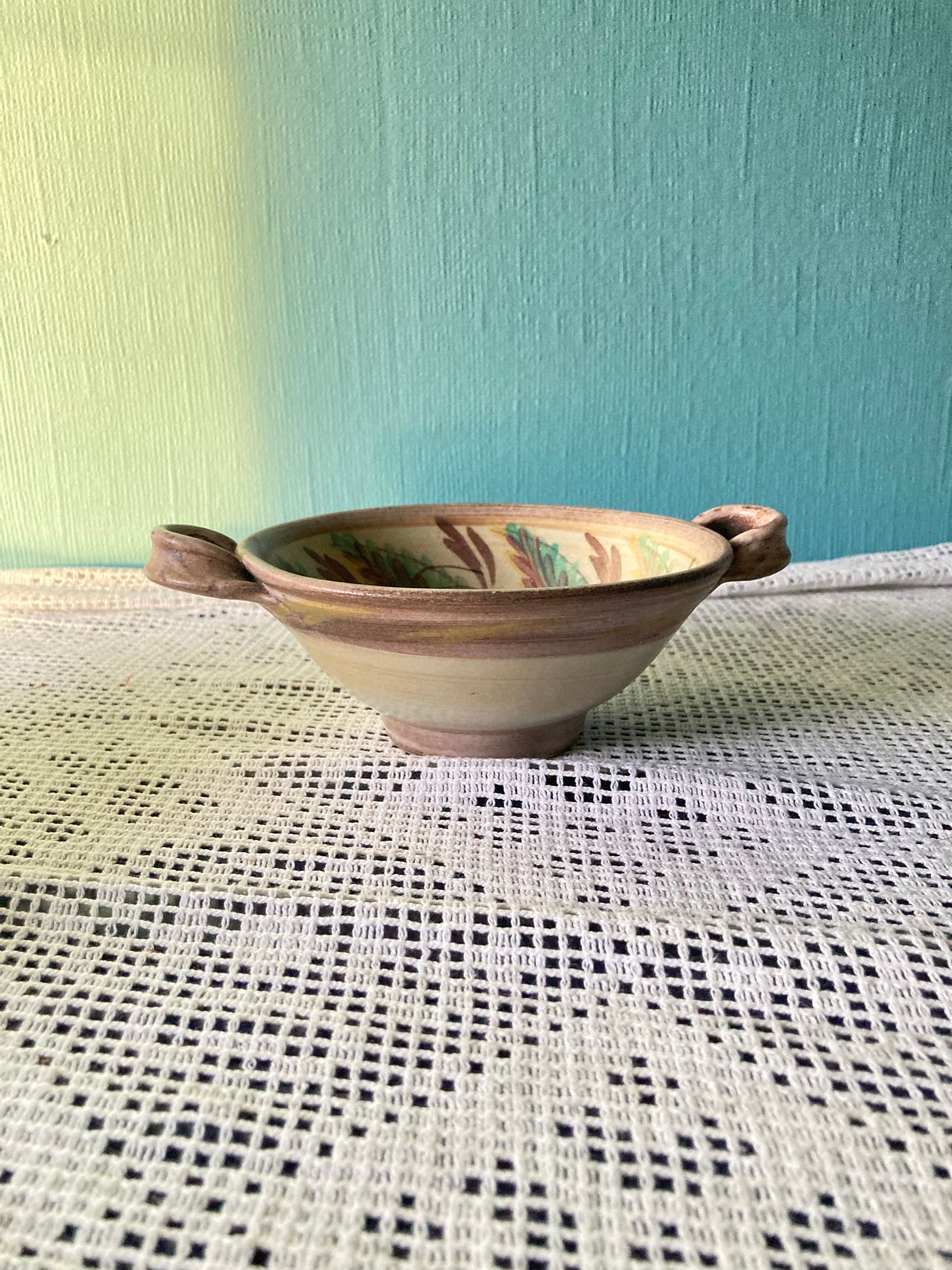 Glyn Colledge Denby Bourne Double Handled Bowl Dish | Glyn Ware Leaves