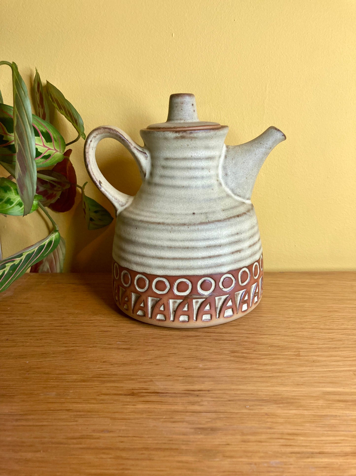 Vintage Tremar Ceramic Teapot Retro Pattern Cornish Pottery