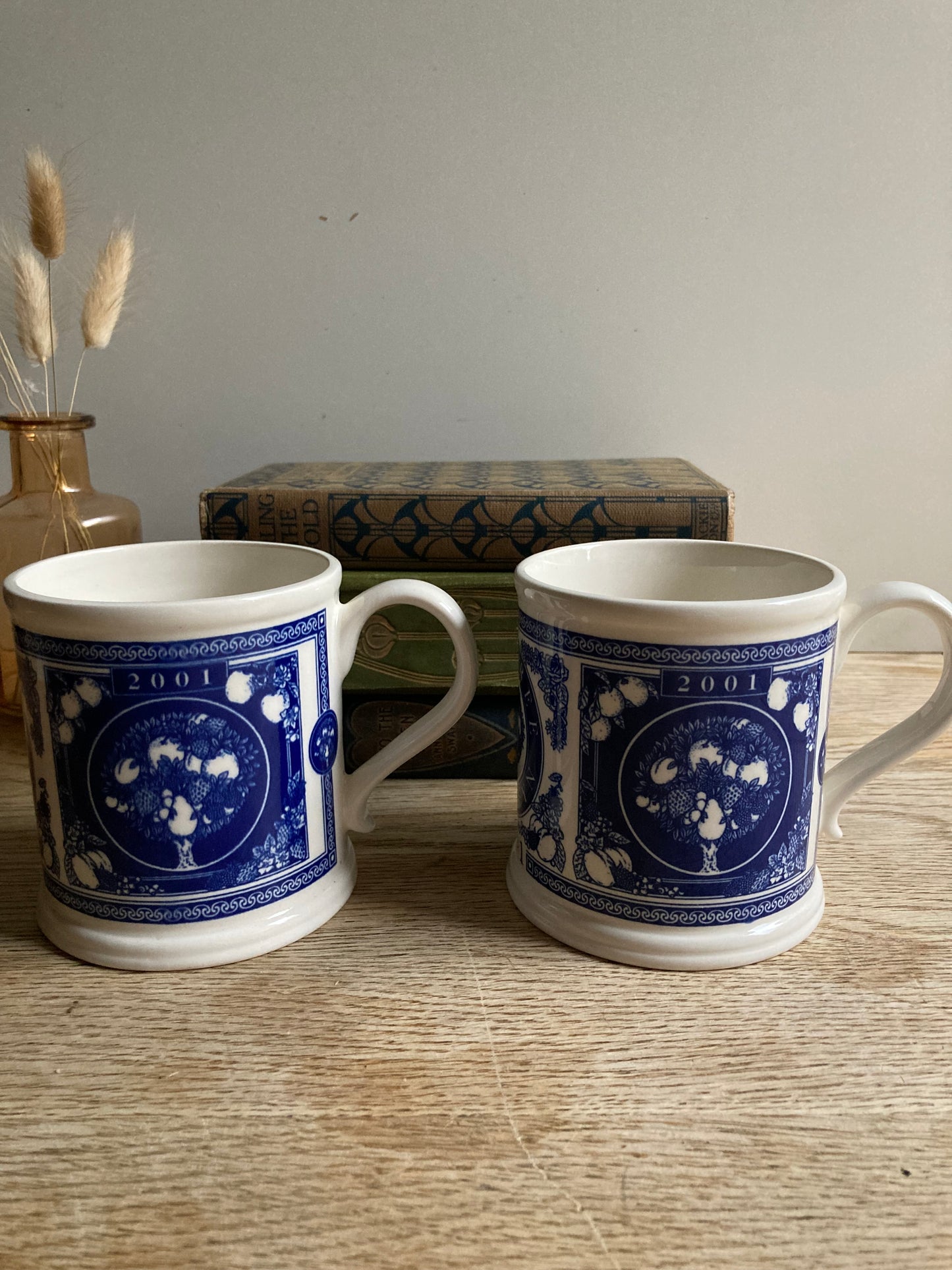Masons Crabtree & Evelyn Ironstone 2001 Mug Pair Blue and White