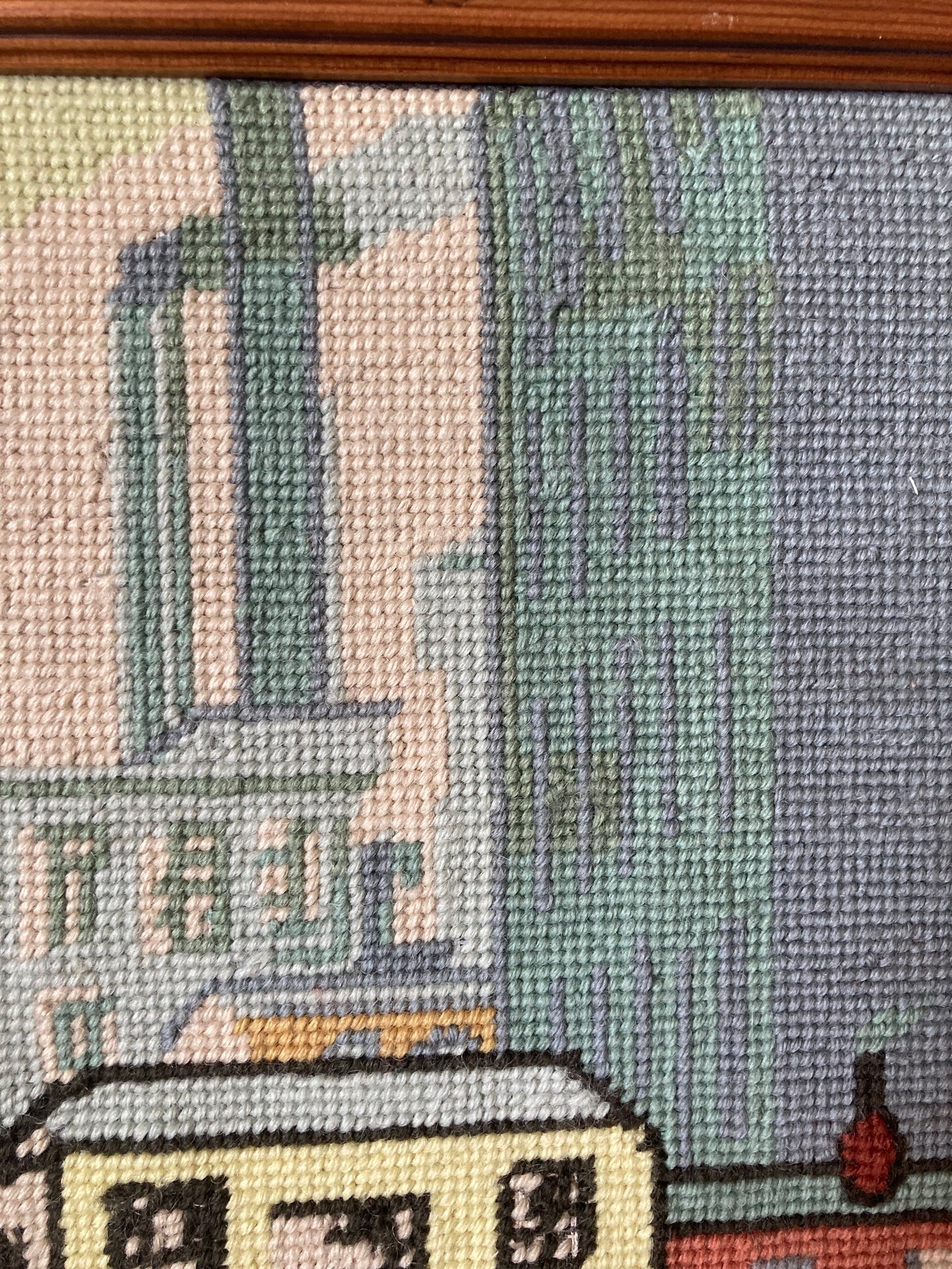 Lowry Style Coming From The Mill Framed Cross Stitch Textile Art