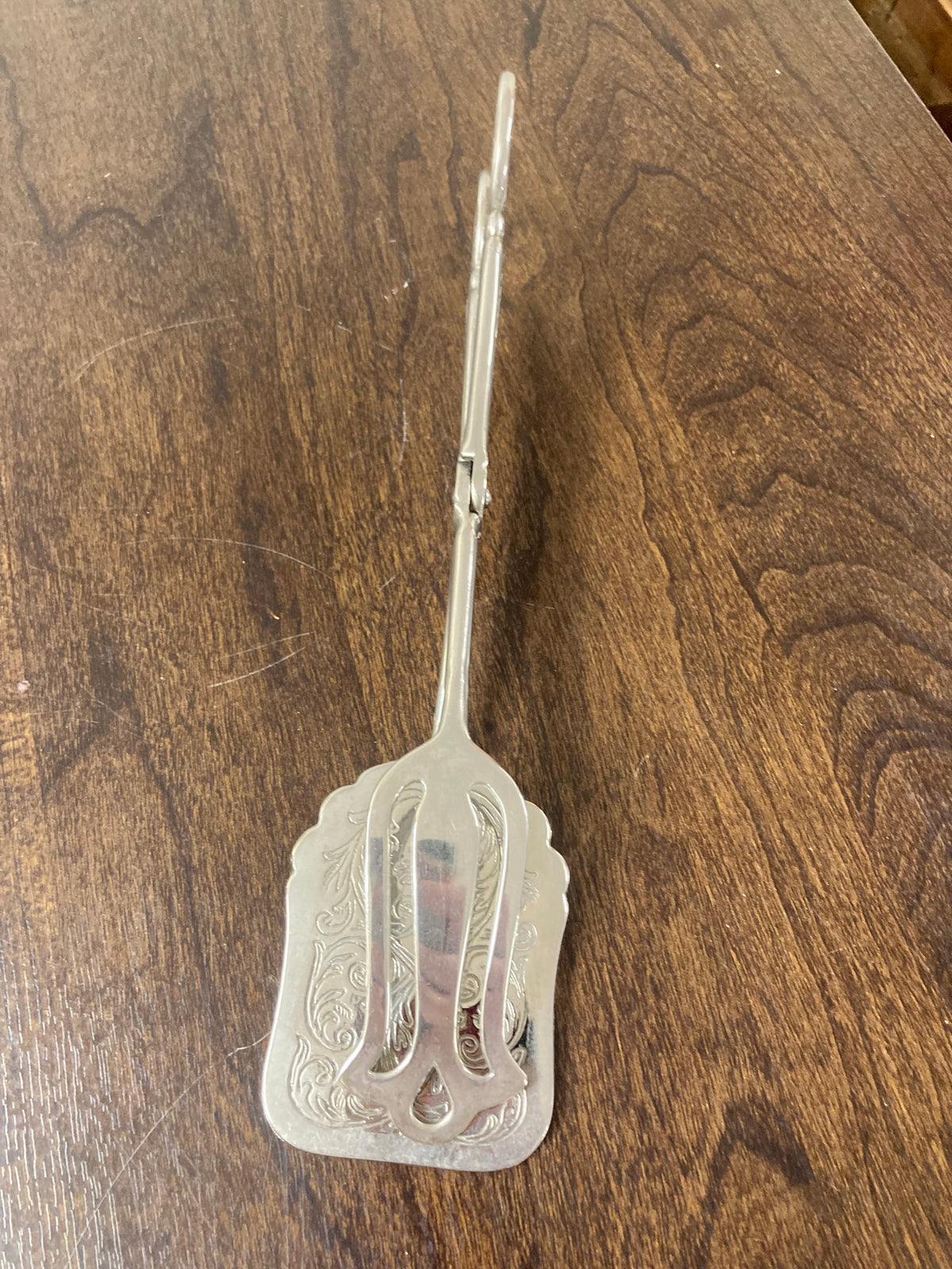 Pierced Silver-Plate Serving Tongs