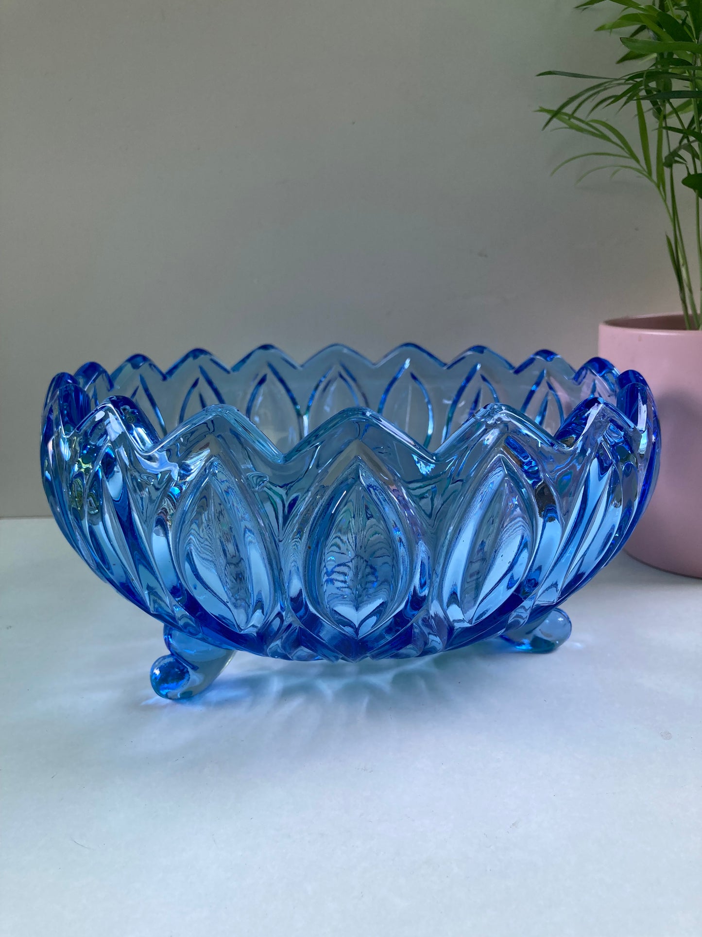 Orion Bowl by Lausitzer Glaswerke in Blue - Vintage West German Glassware