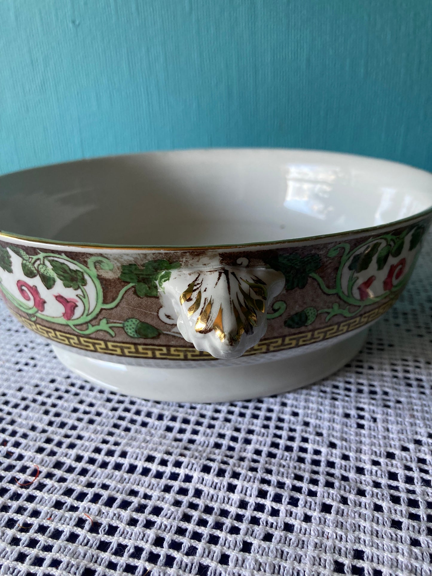 1920s Adderley Ltd Bone China Lidded Vegetable Bowl, Bird Motif with Gold Rim