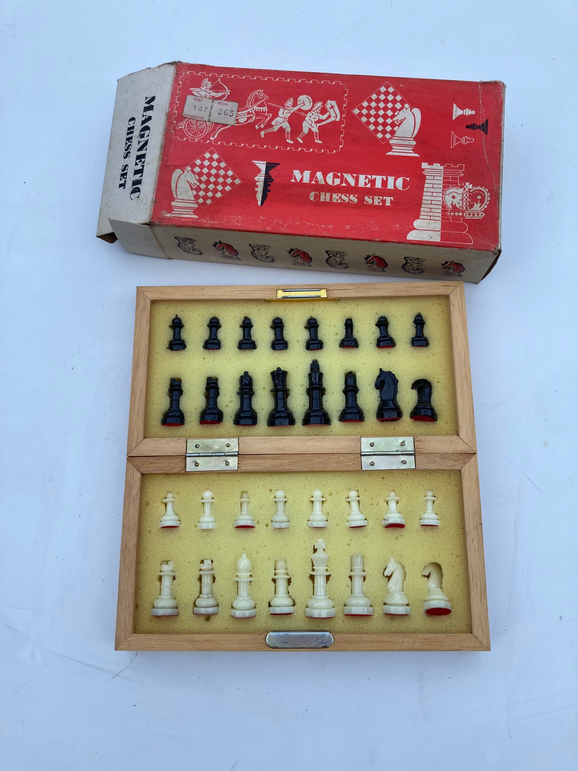 Vintage Lowe Magnetic Chess Set Complete With Board Boxed Prop Vintage Games - Bloom & Heirloom Vintage Decor
