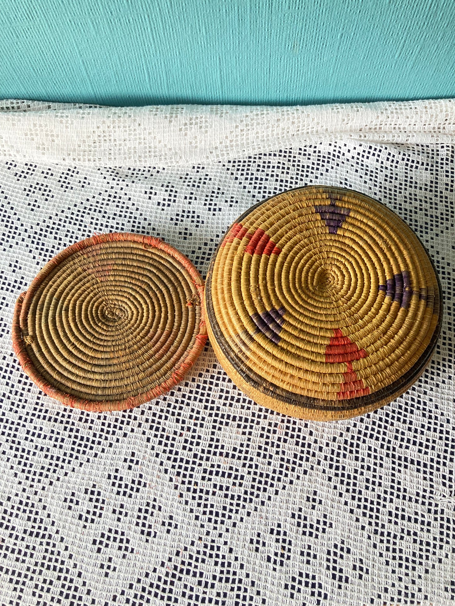 Vintage Hand Woven Native American Lidded Basket