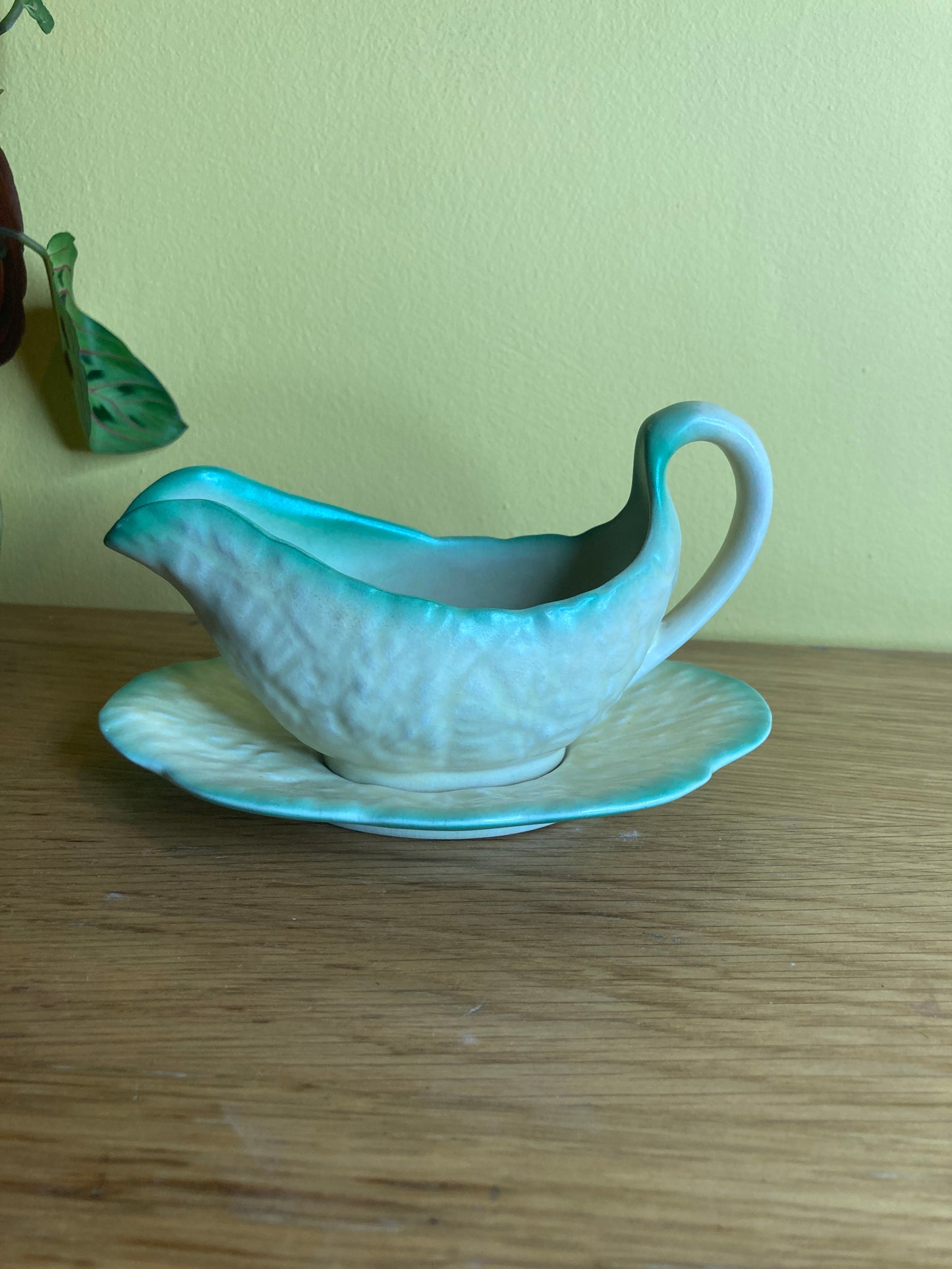 Crown Devon Sauce Boat and Saucer Miniature Cabbage Leaf