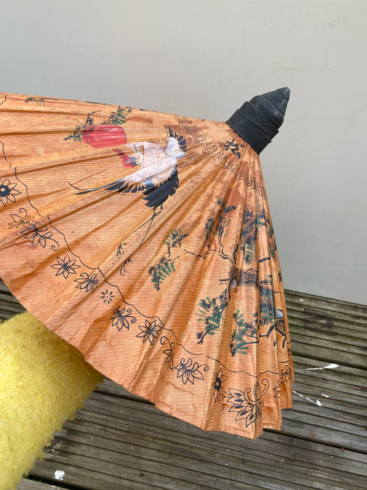 Vintage Paper Umbrella Japanese Bamboo Prop Decor