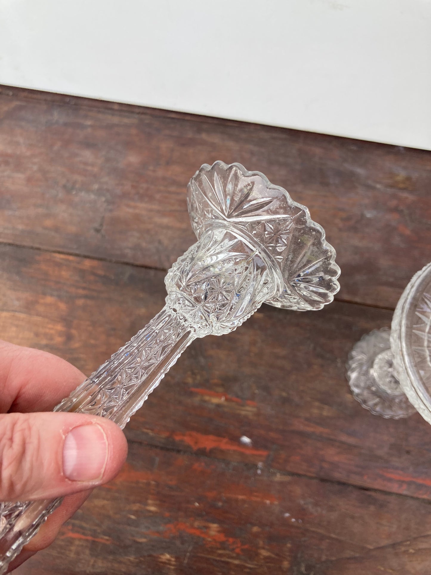 Elegant Vintage Bayel Louis XV Candlestick Clear Pressed Glass