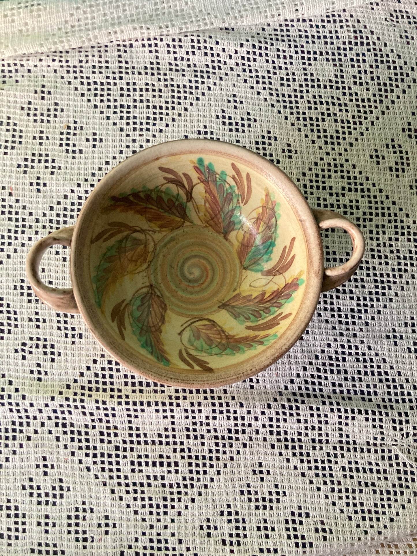 Glyn Colledge Denby Bourne Double Handled Bowl Dish | Glyn Ware Leaves