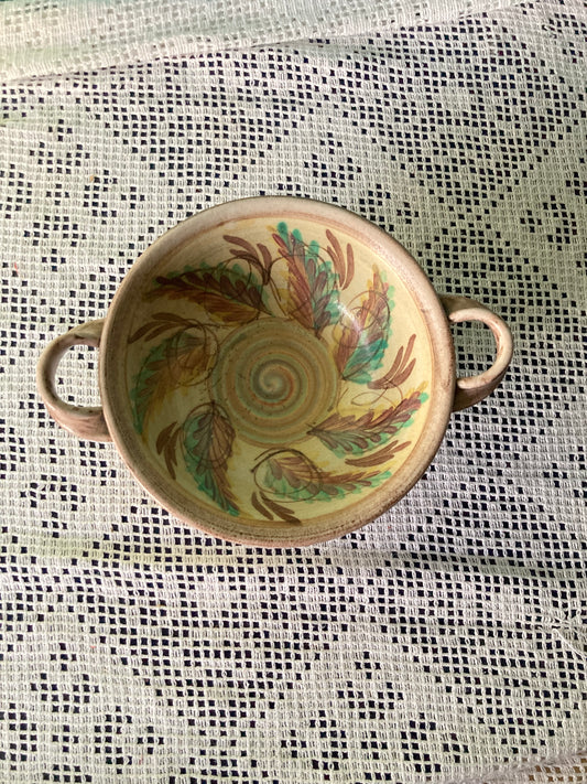 Glyn Colledge Denby Bourne Double Handled Bowl Dish | Glyn Ware Leaves