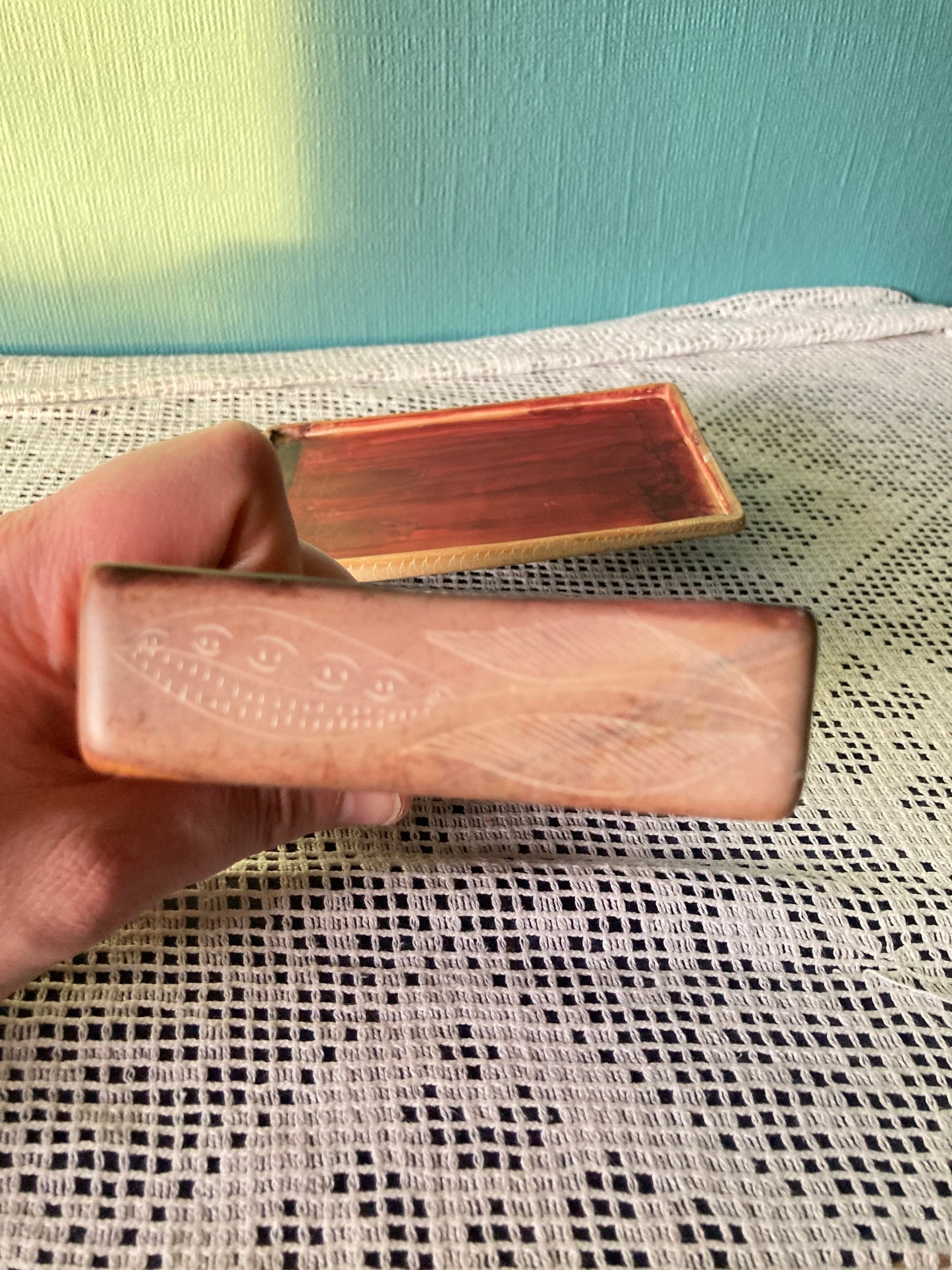 Soapstone Trinket Box Fish Decorated Made in Kenya