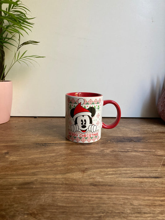 Disney Mickey Mouse Merry Christmas Mug, Disneyland Paris  Red And White Rare