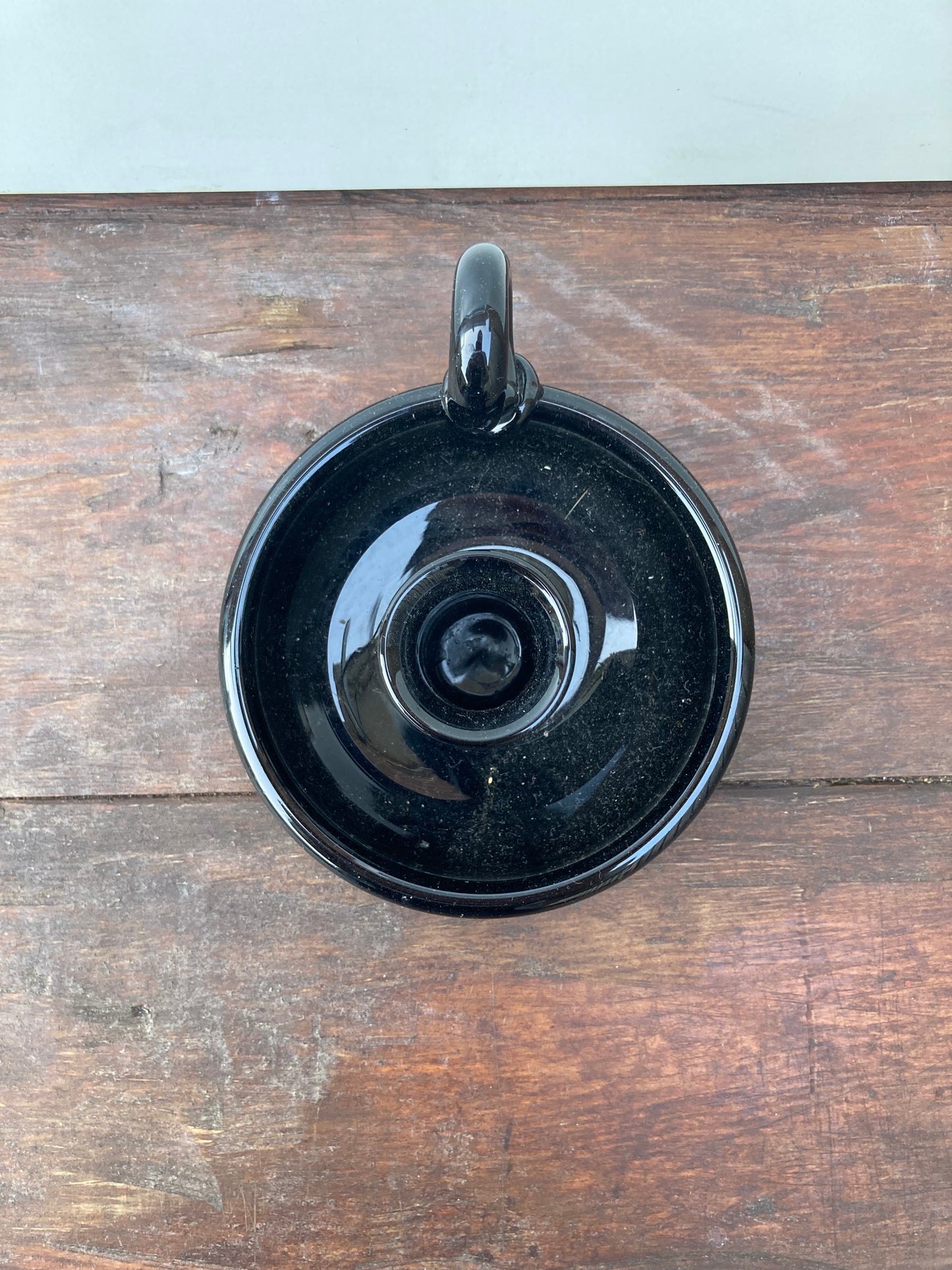 Studio Crafted Black Glass Chamberstick Candle Holder