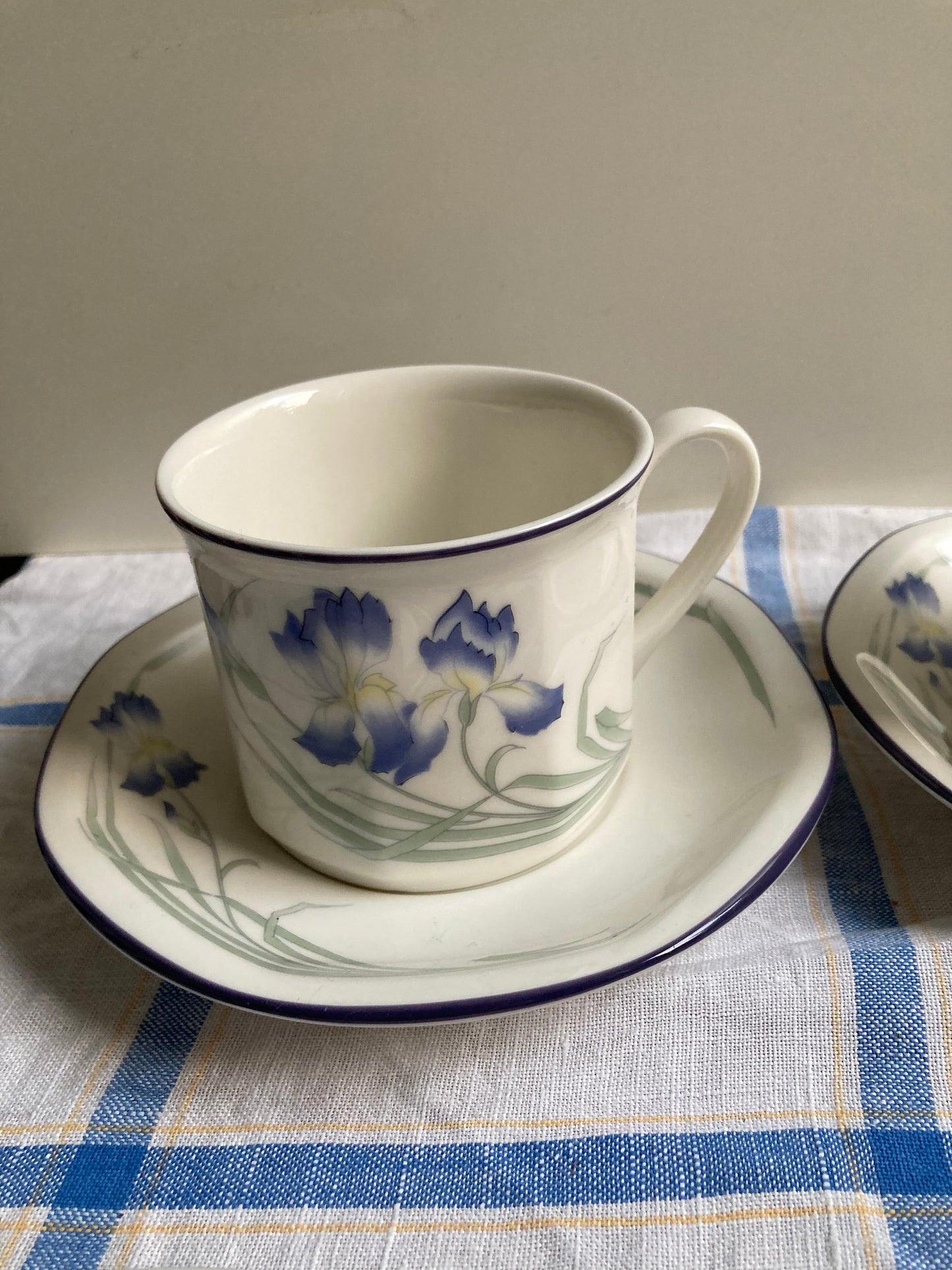 Royal Doulton Minerva Bone China Cups, saucers, small plates Set of 4 Iris Decor