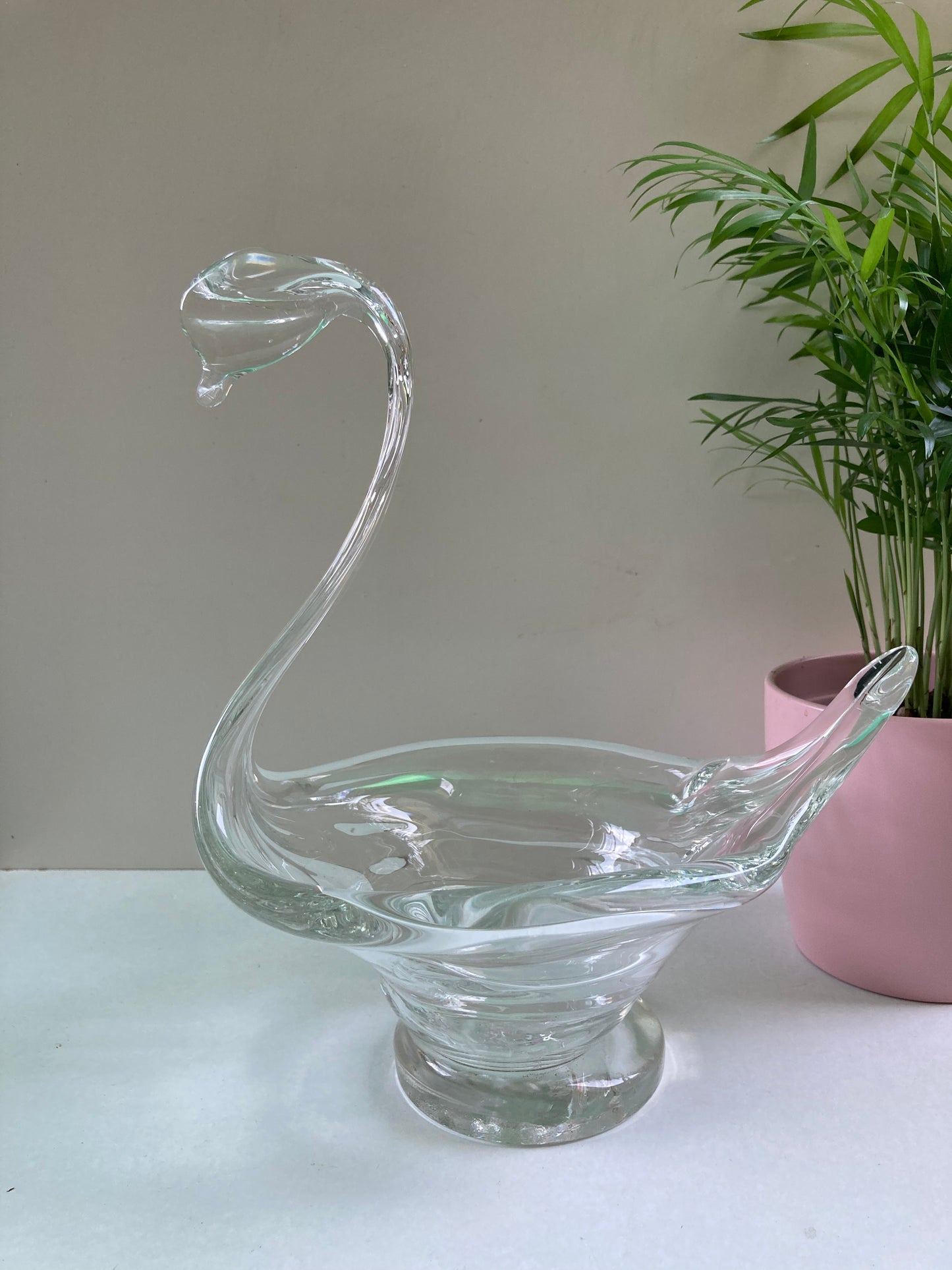 Vintage Glass Swan Plant Holder