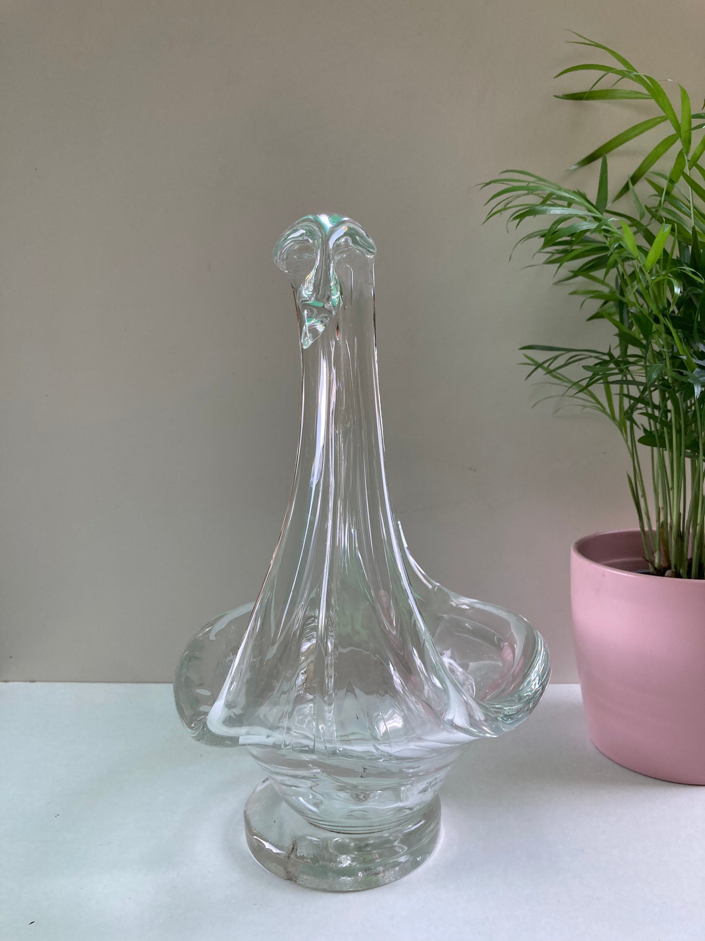 Vintage Glass Swan Plant Holder