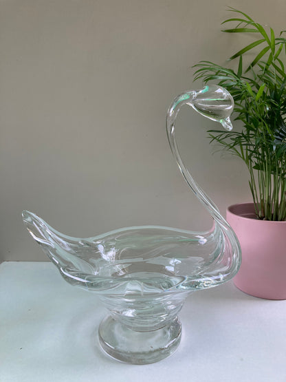 Vintage Glass Swan Plant Holder