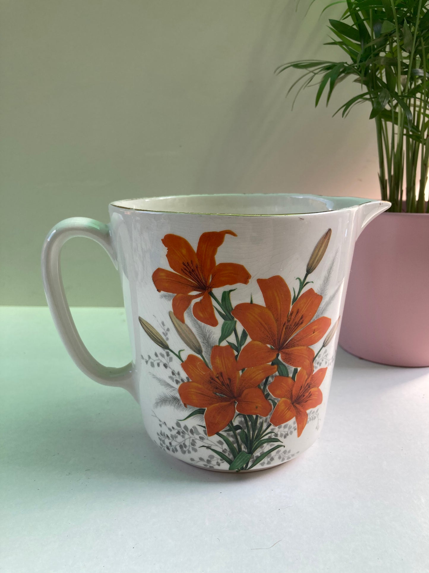 Vintage Floral Jug by Lord Nelson Pottery Carnation and Lily Design