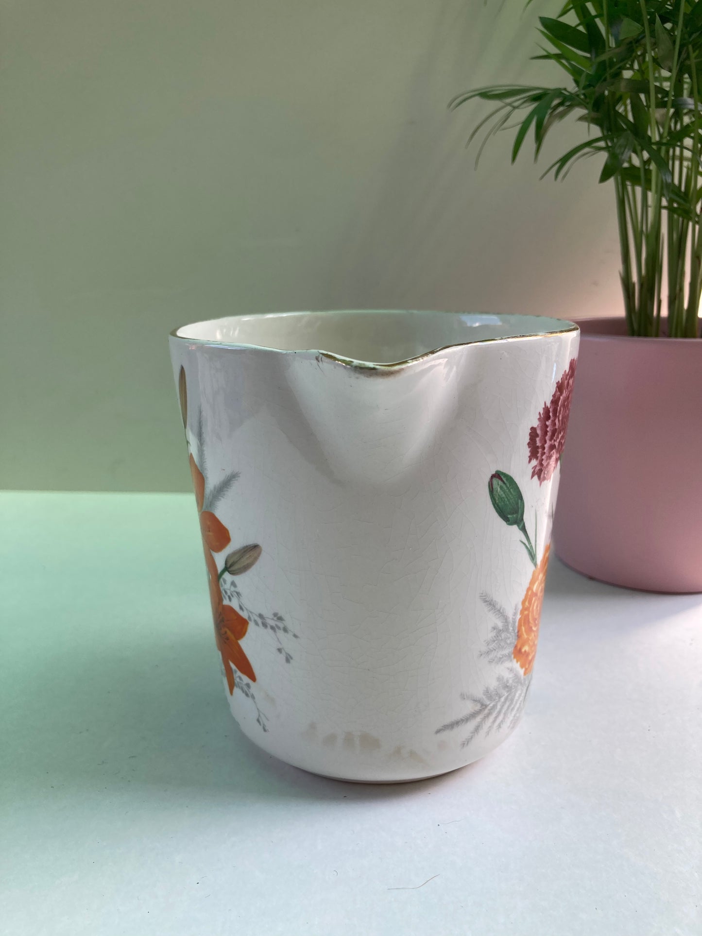 Vintage Floral Jug by Lord Nelson Pottery Carnation and Lily Design