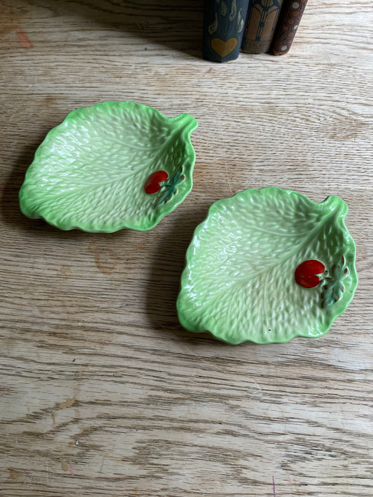 Leaf Dishes Small Beswick Side Dishes Pair Tomato Detail