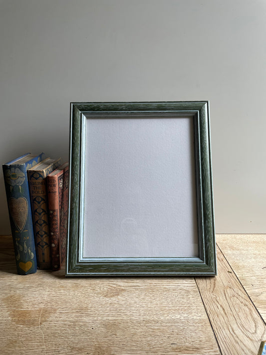 Wooden Photo Frame Green Grey Wash Chunky Wood 10x8"