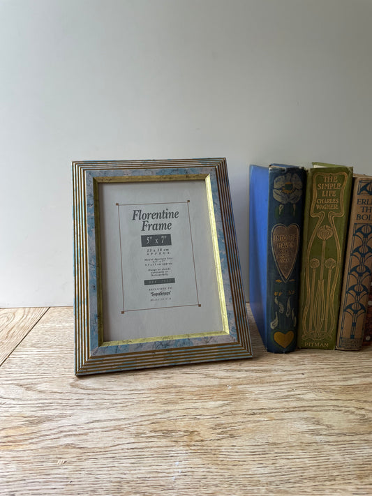 Vintage Wooden Frame Florentine SupaSnaps 5x7"Blue Pink