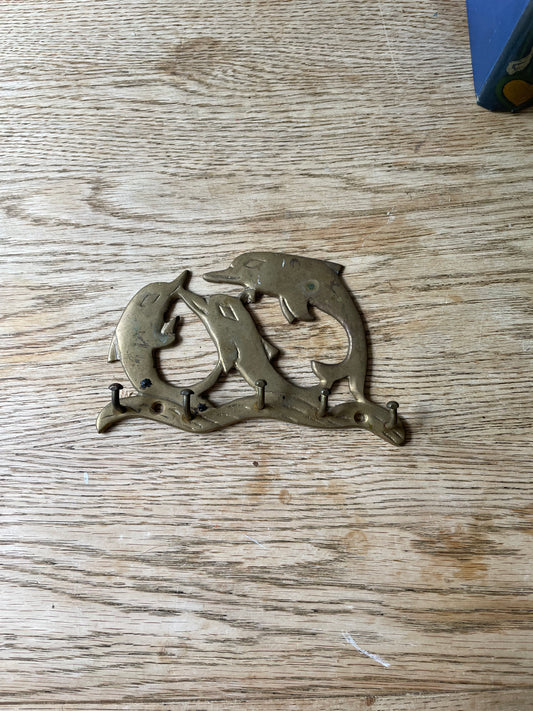 Brass Dolphin Trio Wall hanging Key Hooks