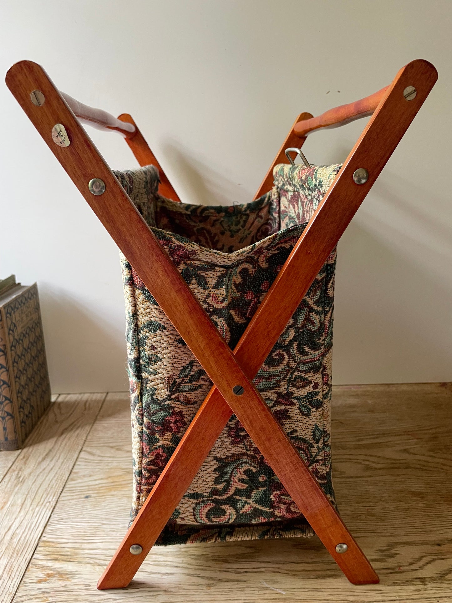 Vintage Knitting Basket Sewing Storage Tapestry Design Craft Storage