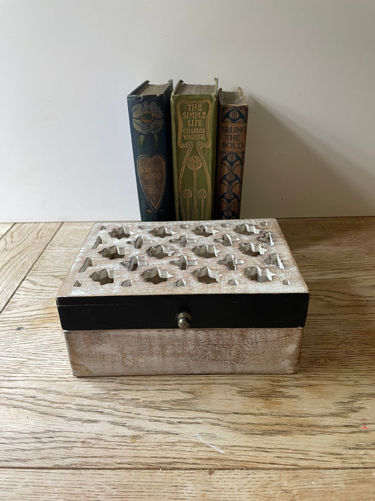 Decorative Keepsake Box Wooden Black White Storage Jewellery