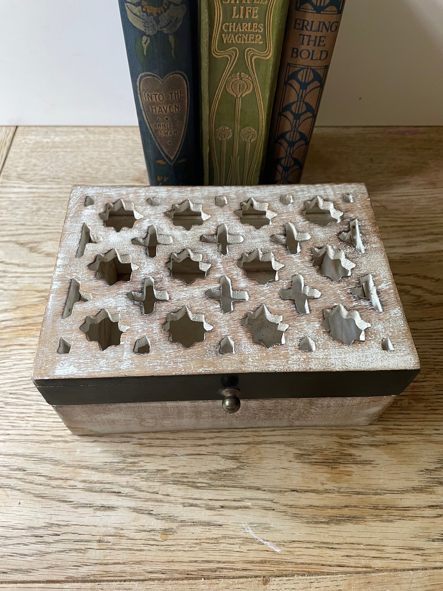 Decorative Keepsake Box Wooden Black White Storage Jewellery