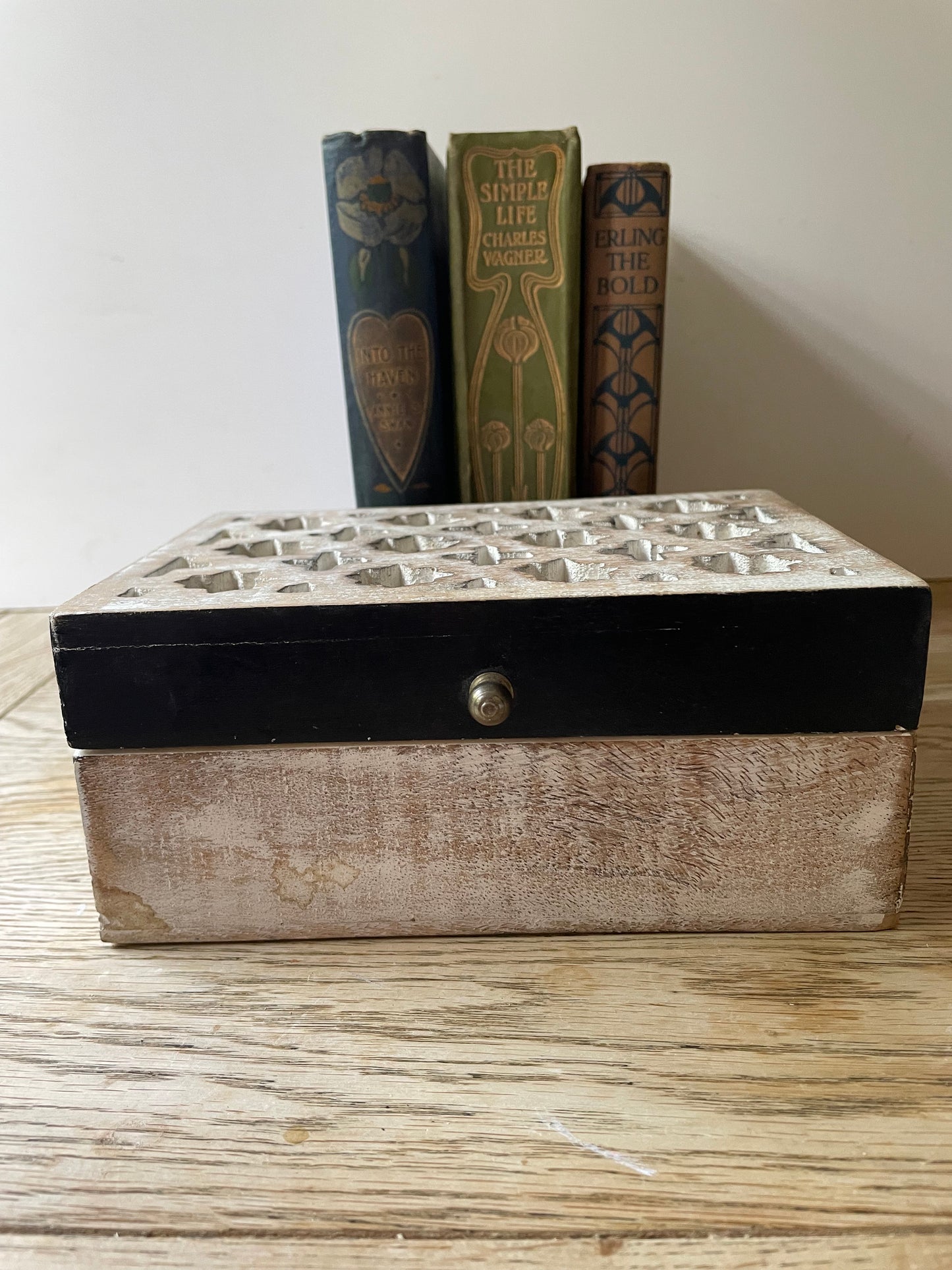 Decorative Keepsake Box Wooden Black White Storage Jewellery