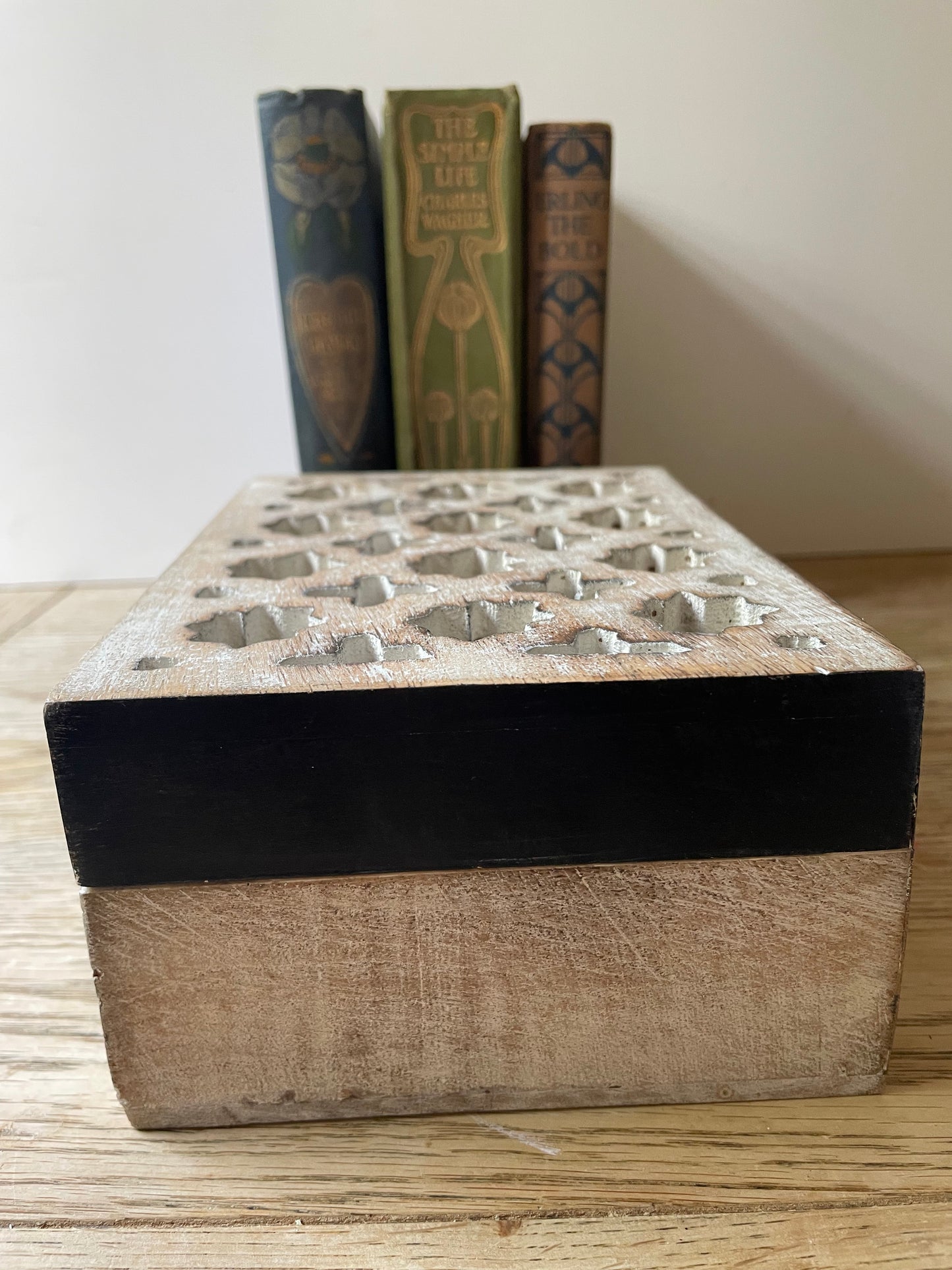 Decorative Keepsake Box Wooden Black White Storage Jewellery