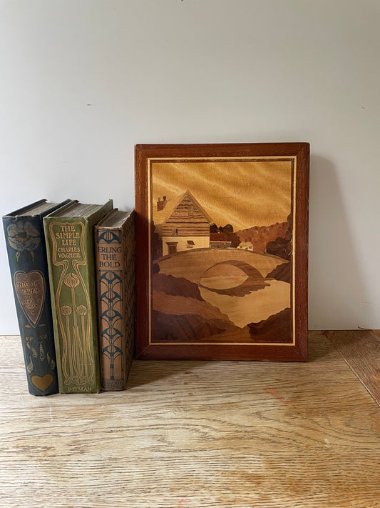 Still Waters Marquetry Picture Wooden Wall Hanging Country River Scene