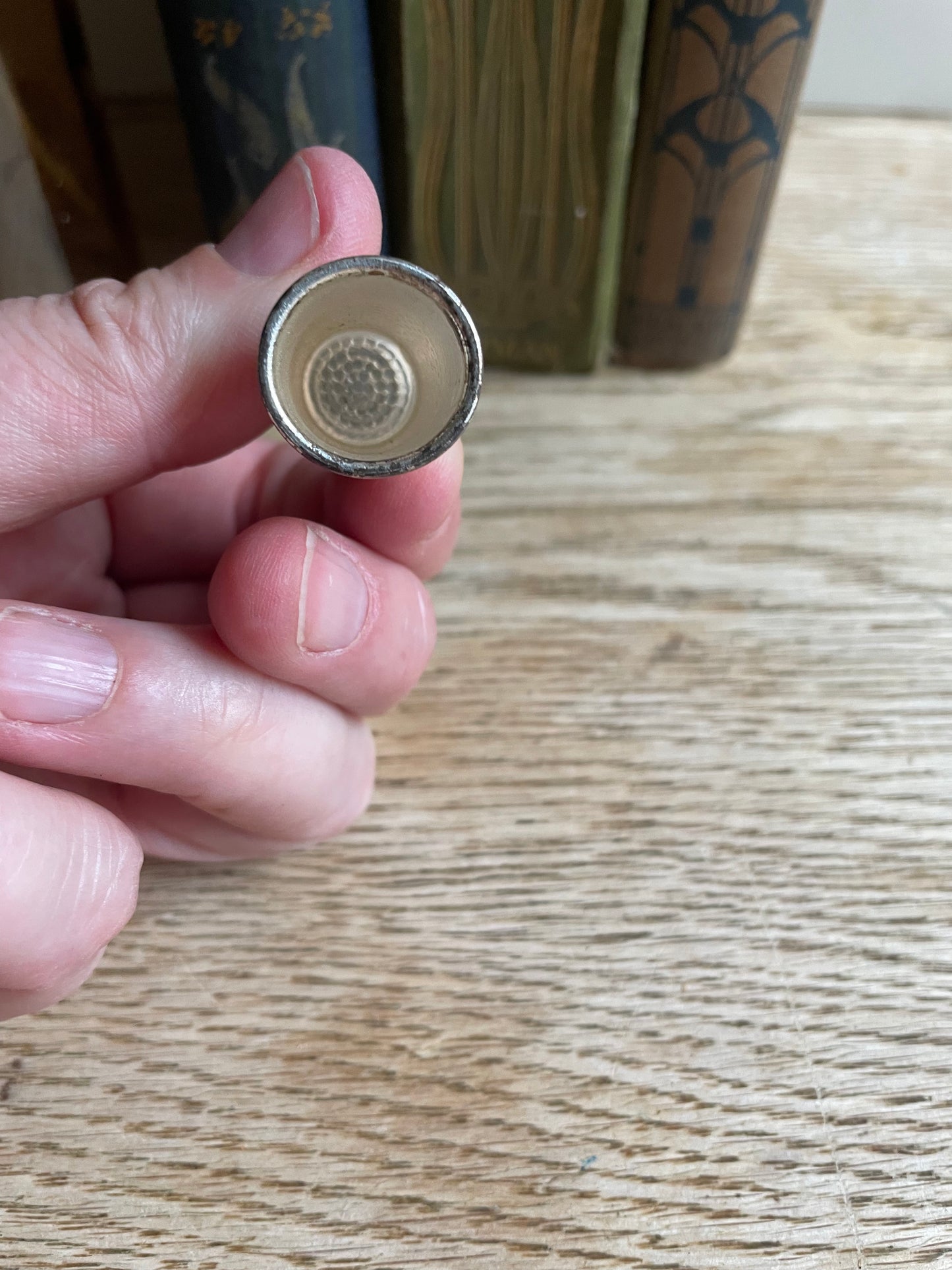 Religious Lourdes Silver Brass Metal Thimble