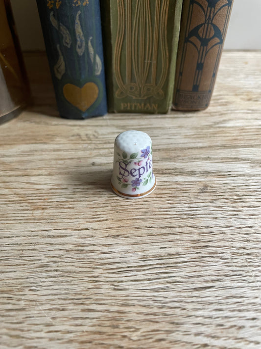 September Themed English Bone China Thimble