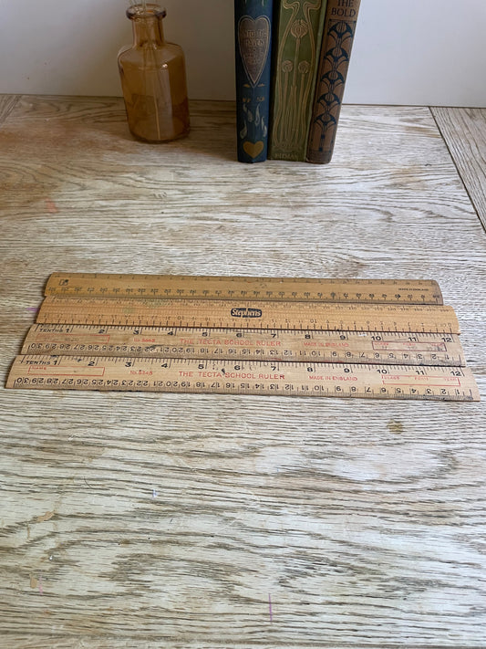Vintage Wooden Rulers Set of 4 Craft Project