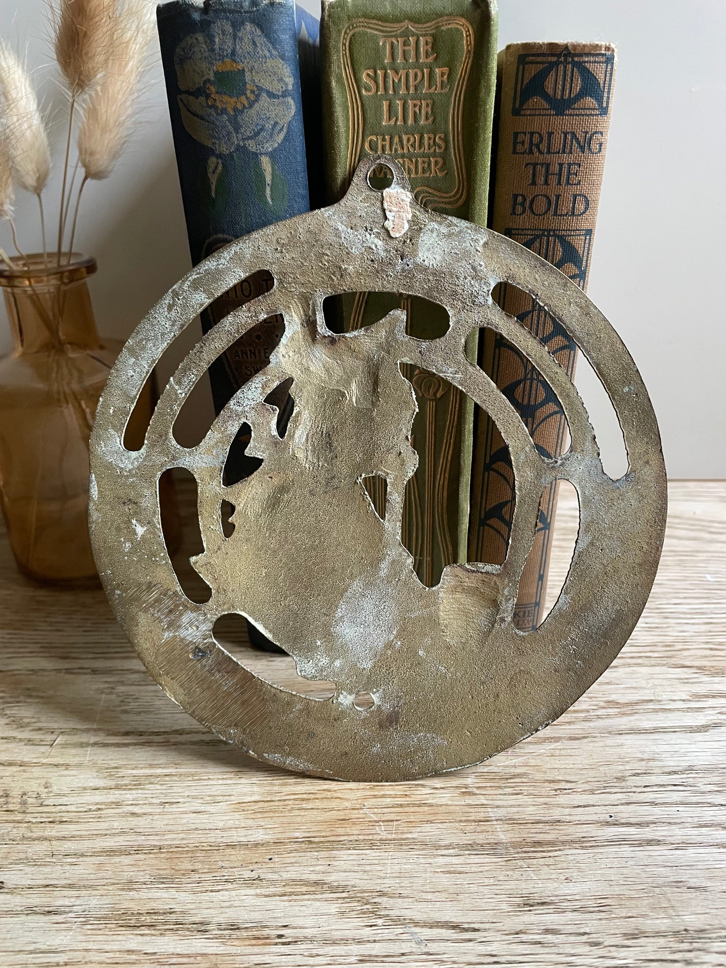 Vintage Brass Horse Brass "It's A Pleasure To Labour For Those We Love"