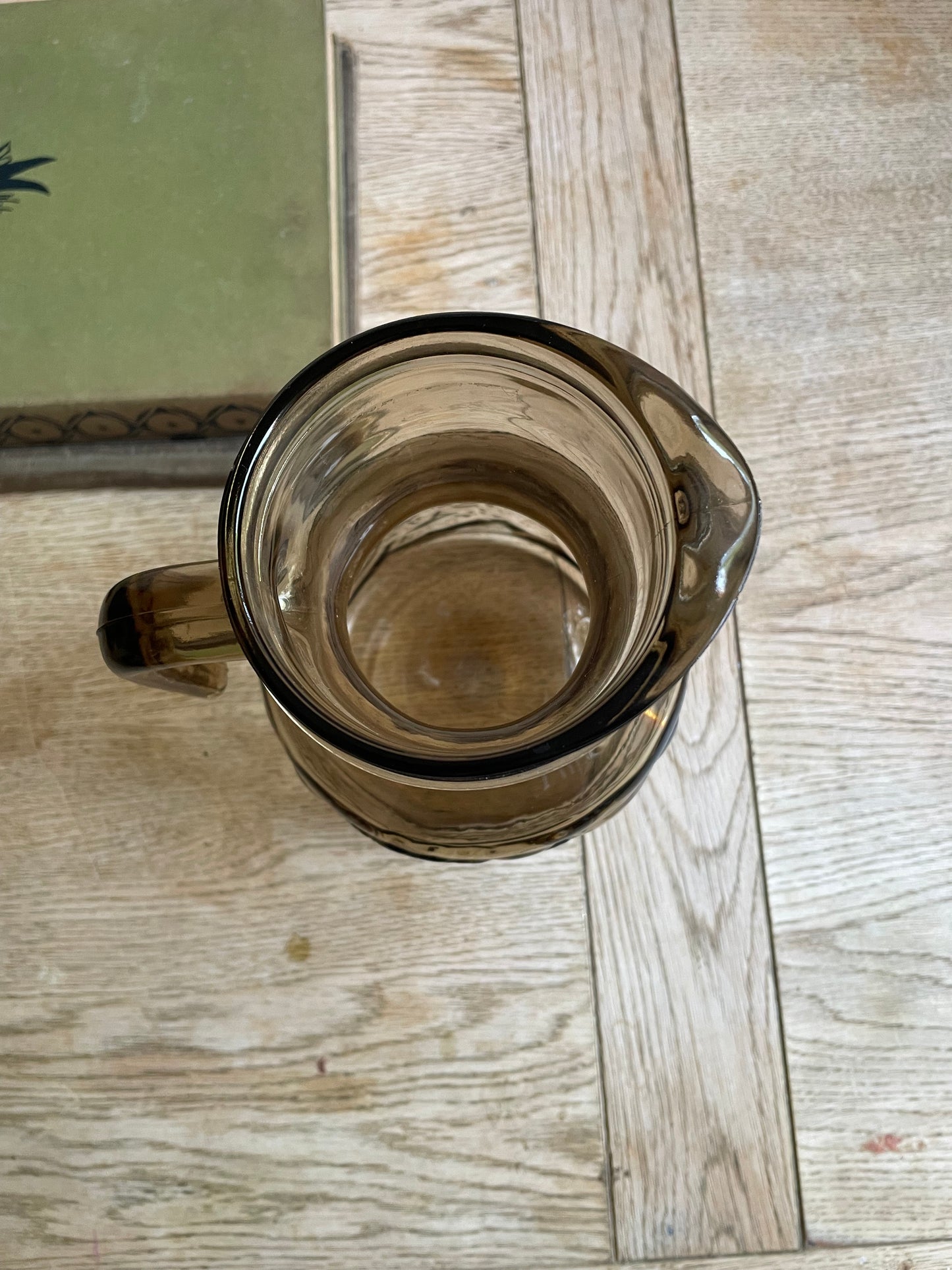 Vintage Italian Smoked Glass Pitcher with Embossed Lemon Design