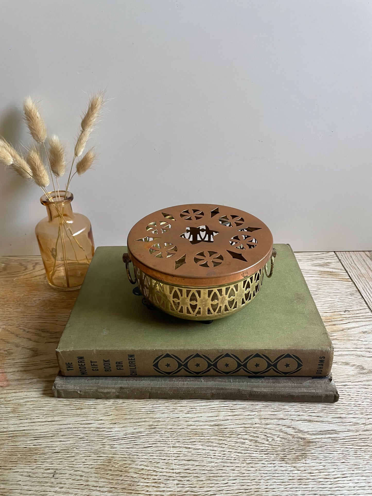 Vintage Copper & Brass Teapot Warmer / Incense Burner - A Timeless Accent