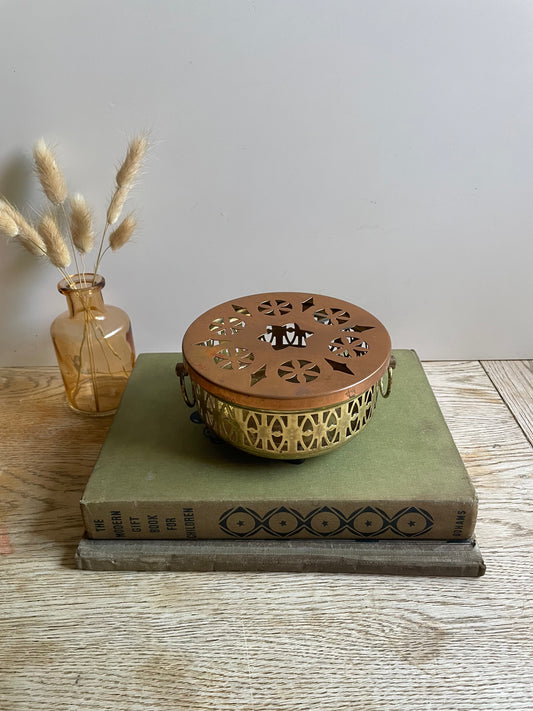 Vintage Copper & Brass Teapot Warmer / Incense Burner - A Timeless Accent