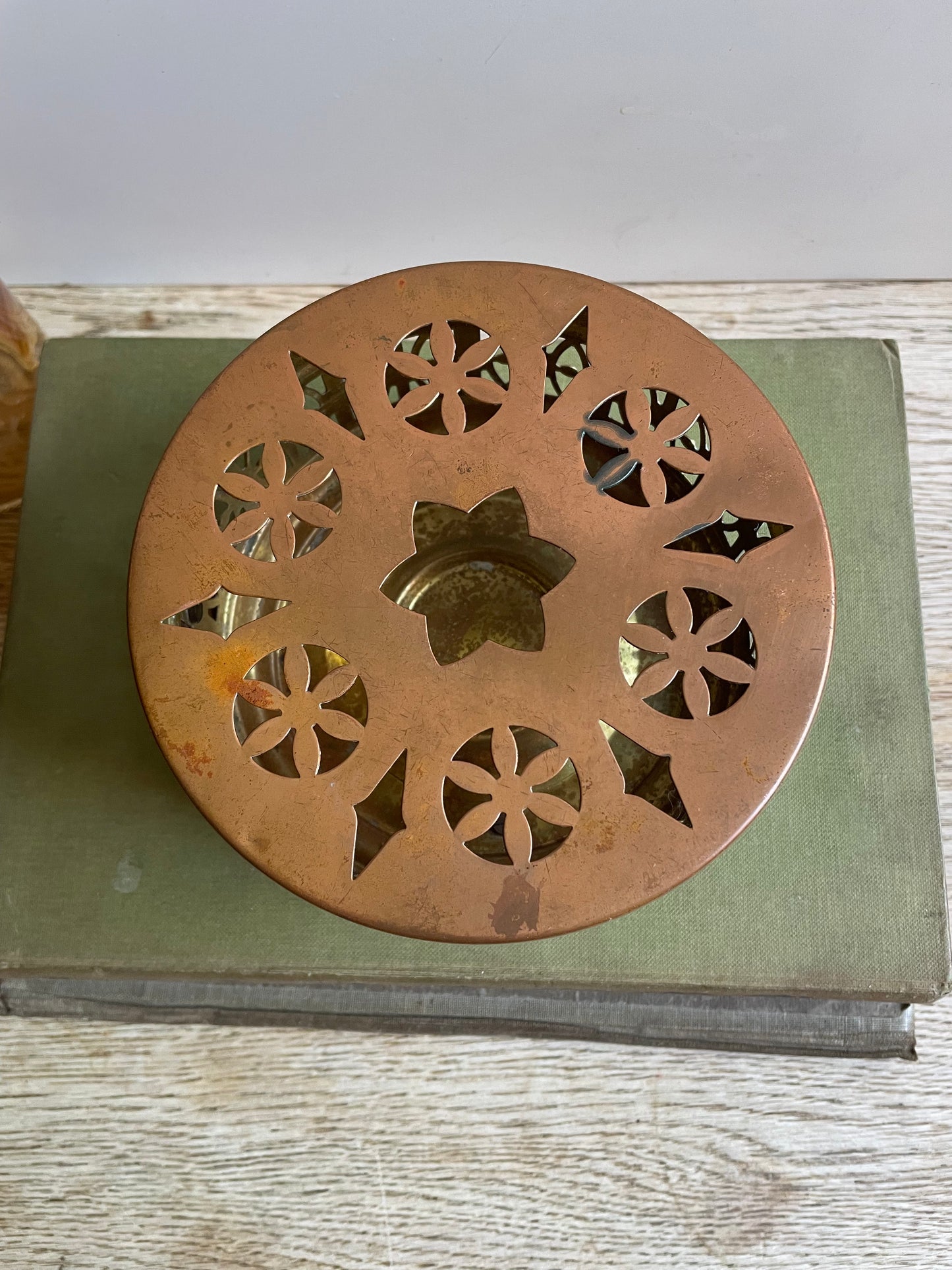 Vintage Copper & Brass Teapot Warmer / Incense Burner - A Timeless Accent