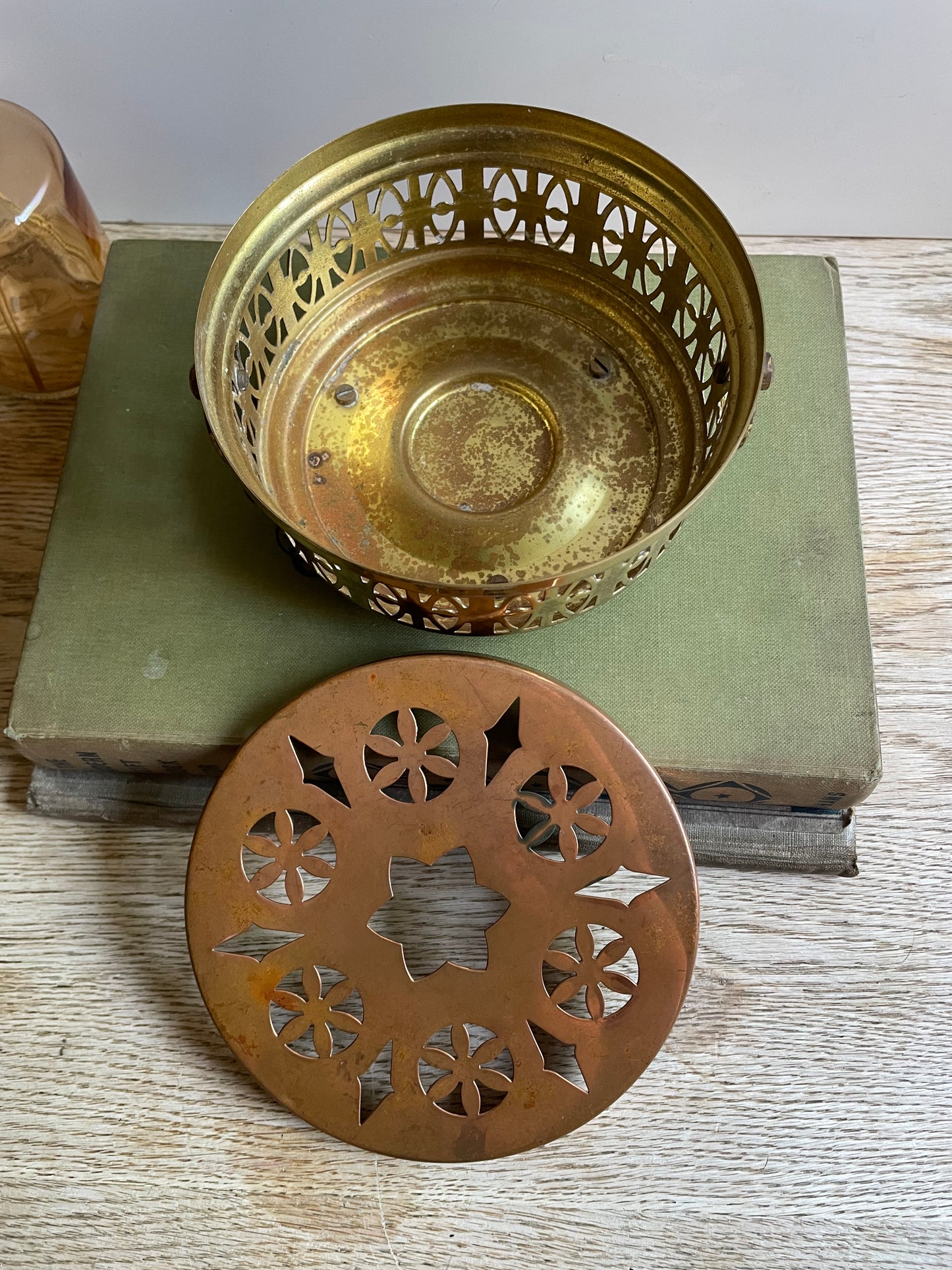 Vintage Copper & Brass Teapot Warmer / Incense Burner - A Timeless Accent