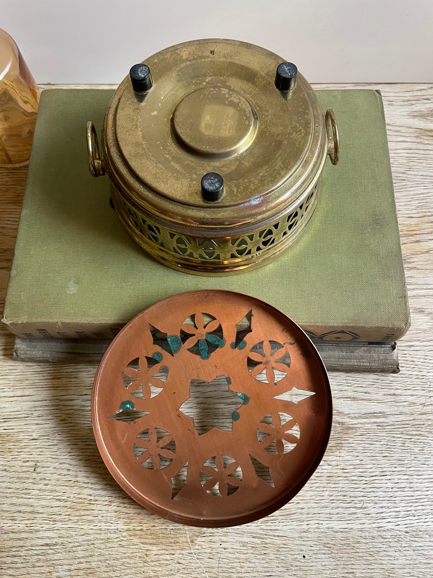 Vintage Copper & Brass Teapot Warmer / Incense Burner - A Timeless Accent