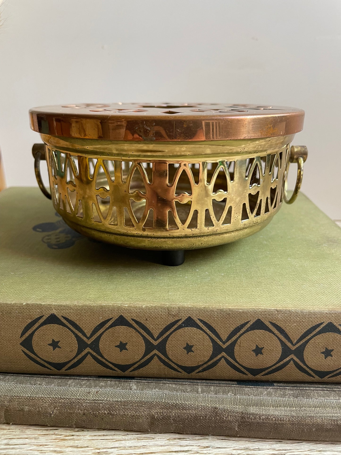 Vintage Copper & Brass Teapot Warmer / Incense Burner - A Timeless Accent