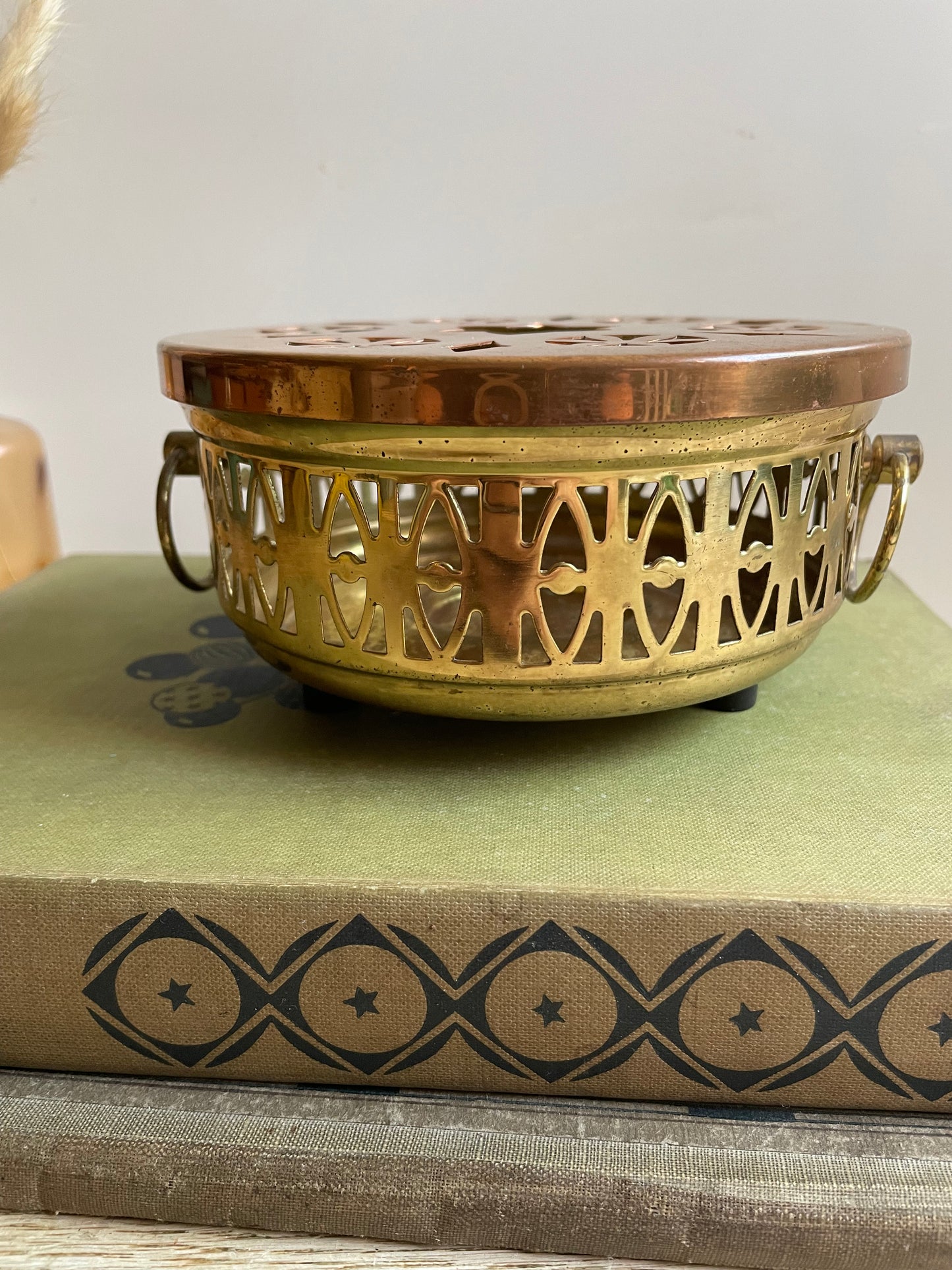 Vintage Copper & Brass Teapot Warmer / Incense Burner - A Timeless Accent