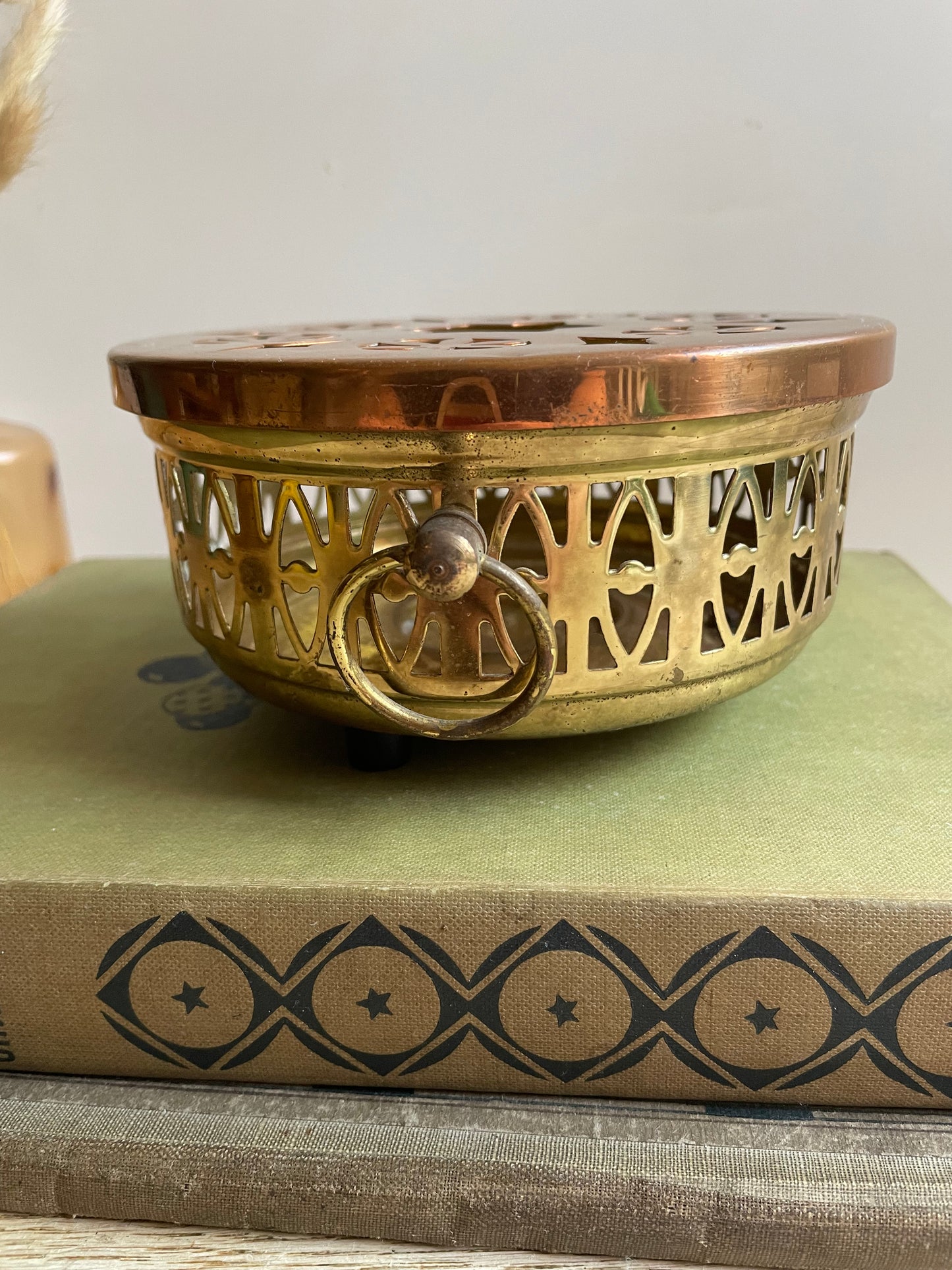 Vintage Copper & Brass Teapot Warmer / Incense Burner - A Timeless Accent